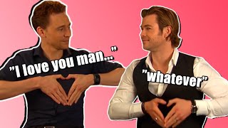 tom hiddleston and chris hemsworth being brothers for 10 minutes straight [upl. by Ahsoyem431]