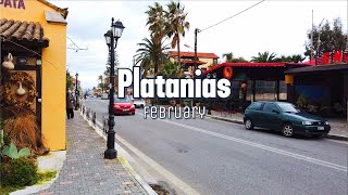 Platanias Walking tour Chania Crete Greece  漫步在Platanias的商业街。 [upl. by Roinuj]