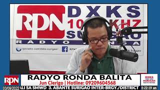 RADYO RONDA BALITA with Jun Clerigo  RPN DXKS Surigao  Sept 03 2022 [upl. by Adyela]