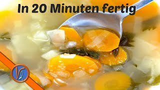 Gemüsebrühe Gemüsesuppe schnell und einfach im Schnellkochtopf  Rezept Fastenbrühe [upl. by Miche829]