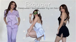 Ekouaer sleepwearloungewear tryon haul 2022  satin dress pajamas modest clothes Amazon fashion [upl. by Kcirted]