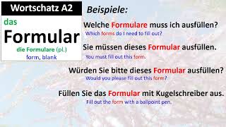 Wortschatz A2 Formular [upl. by Polly344]