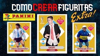 como CREAR FIGURITAS⭐EXTRA STICKERS⭐ESTAMPAS PERSONALIZADAS del Mundial 2022PHOTOSHOP [upl. by Rafaelle]