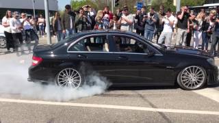 MercedesBenz C63 AMG ABSOLUTELY INSANE BURNOUT AND DRIFT  HD [upl. by Dorothee]