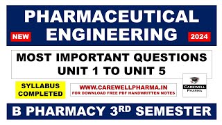 Pharmaceutical Engineering 3rd Semester Important Questions  B Pharmacy 3rd Semester  C Pharma [upl. by Nahk]