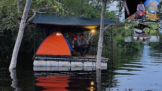 Tent Floating On The Water In The Forest 1 Night 2 Days  បោះតង់លើទឹក ១យប់ [upl. by Llehsim]