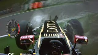 Pastor Maldonado crash Belgium GP [upl. by Helena593]