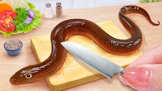 🍣 Best Japanese Food Unagi Sushi Roll In Miniature Kitchen 🐍Cooking Healthy Eel by Mina Mini Kitchen [upl. by Conchita957]