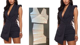 How to make an Overlap Playsuit  Romper  Wrap Jumpsuit  Romper [upl. by Scrogan]