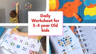 20 DIY Daily Practice Worksheets for 3 amp 4 Year Old Kids Toddler LKG Nursery Preschool Kids [upl. by Holmes]