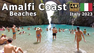 Amalfi Coast 4K  Walking 5 Amazing Beaches  Amalfi Fiordo Maiori and Positano [upl. by Anahsohs]