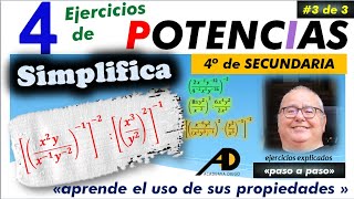 SIMPLIFICACIÓN de POTENCIAS 3 de 3ACADEMIADIEGO [upl. by Leonora]