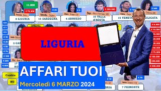 Affari tuoi mercoledì 6 marzo 2024 con la Liguria I pacchi aperti in ordine [upl. by Annayr]