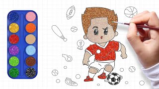 Kids Drawing Soccer Player Playing with Ball  Step by Step Guide 036 [upl. by Myrtie]