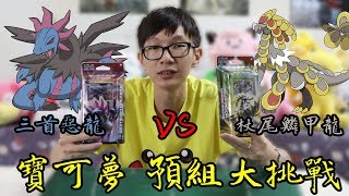 老爹玩PTCG 預組大挑戰 杖尾鱗甲龍 VS 三首惡龍 哪條龍最猛！？ [upl. by Benis]