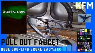 CFG Pull Out Kitchen Faucet Leaking Flood Broken Moen Coupling New Faucet Or Easy Repair Solution [upl. by Akirdnahs]