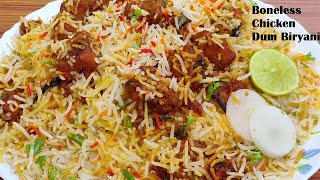 Boneless Chicken Biryani  Perfect Restaurant Style Boneless chicken Dum Biryani  SMD foods [upl. by Gamages]