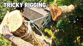 Rigging 90 Ft Oak Tree Down Piece By Piece [upl. by Anileve]