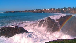 ♥♥ The Best Ocean Waves Crashing Video with Sea Mist Rainbow 3 hrs [upl. by Whalen]