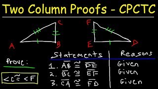 CPCTC Geometry Proofs Made Easy Triangle Congruence  SSS SAS ASA amp AAS Two Colmn Proofs [upl. by Aneelak]