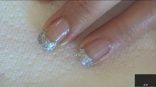 Glitter French Manicure Tutorial Platinum French Tips [upl. by Gebler618]