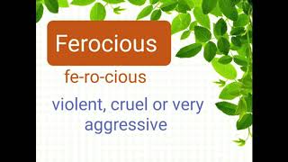 Ferocious meaning pronunciation sentences synonyms antonyms [upl. by Nwahsit]