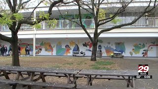 Charlottesville High School students work on huge mural [upl. by Macdonell]