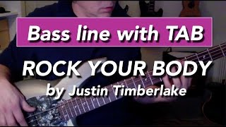 Rock your body by Justin Timberlake bass line with tabs [upl. by Ahsar]