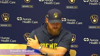 Brandon Woodruff emotional at idea of not playing in Brewers playoff breaks down injury timeline [upl. by Grimbald]