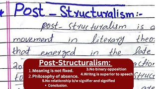 PostStructuralismDeconstruction literary theory with handwritten notes [upl. by Erodoeht]