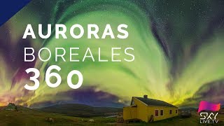 Auroras boreales en 360 desde Groenlandia [upl. by Ahsimik276]