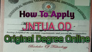 How to Apply JNTUA OD in online  JNTU original Degree 2021 how much cost full details about it [upl. by Chemush]