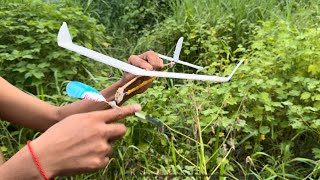 How to make flying airplane from rubber band  very easy tips [upl. by Ivanna]