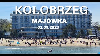 Kołobrzeg 01052023 Tłumy Turystów Plaża Deptak Atrakcje Majówka [upl. by Corvin]