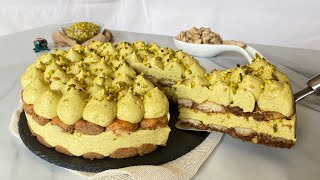 TIRAMISÙ al pistacchio con pasta di pistacchio fatta in casa  SENZA FORNO E SENZA UOVA [upl. by Saisoj]