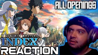 IT JUST GETS WEIRDER FIRST TIME Reacting to all TOARU series Openings Magical Index Scientific Rai [upl. by Nire]