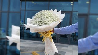 Gypsophila Bouquet Wrapping Display [upl. by Ynos685]