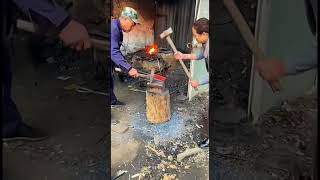 The process of forging a sharp kitchen knife by an old blacksmith [upl. by Nnylannej]