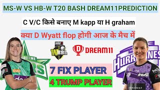 MSW VS HBW T20 BASH DREAM11TEAMPREDICTION [upl. by Adnic]