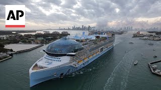 World’s largest cruise ship Icon of Seas begins maiden voyage from Miami [upl. by Hait723]