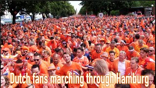 Dutch fans marching through Hamburg [upl. by Nitfa]