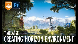 Horizon Zero Dawn Environment  Blender And Photoshop Timelapse [upl. by Rolecnahc756]