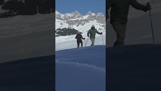 Snowshoeing in Engelberg 😍👣 winter active engelberg brunni snowshoeing winterwonderland [upl. by Idroj]