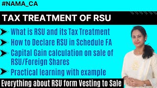 Restricted Stock Units RSUs Explained  Taxation rules in India I Declare RSUs in Schedule FA [upl. by Notsniw]