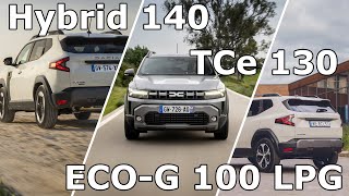 Dacia Duster TCe 130 vs Hybrid 140 vs ECOG LPG Trip drive with fuel consumption economy test mpg [upl. by Kathie]