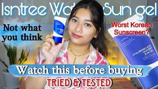 Isntree Hyaluronic acid Watery Sun Gel Review  Demo  Is it really good Too oily  Medic Akanshya [upl. by Elyc973]