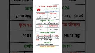 उत्तर प्रदेश NHM CHO भर्ती 2024 । UP NHM Vacancy 2024 [upl. by Lexa]