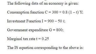 Derive InvestmentSaving IS Equation from consumption investment amp govt expenditure function [upl. by Fraze689]