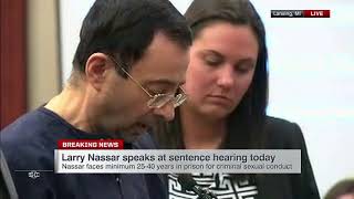 Larry Nassar reads statement in court before sentencing  ESPN [upl. by Hakvir]