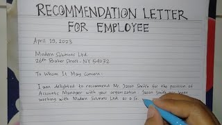 How to Write A Recommendation Letter for Job Employee Step by Step  Writing Practices [upl. by Tereb]